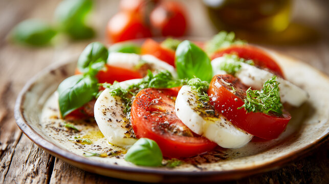 彩り豊かなトマトとモッツァレラのカプレーゼ料理素材