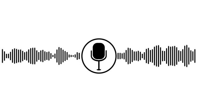 voice recording and podcast mic microphone with radio wave icon. Audio microphone icon .Voice recording icon, Digital podcast mic microphone button icon. on a white background.