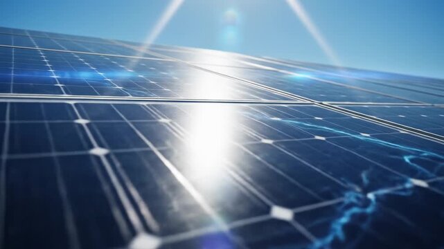 Solar Panel Array Captures Sunlight Energy Efficiently.