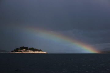 rainbow over the sea in Croatia after a storm