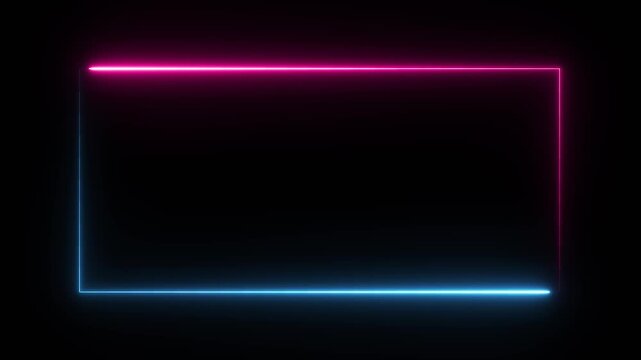 Animated glowing neon fire frame for webcam pink blue border and face cam overlay on black background perfect for streams, gaming, live video, and digital motion graphic design.