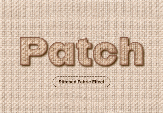 Woven Burlap Stitched Fabric Text Effect