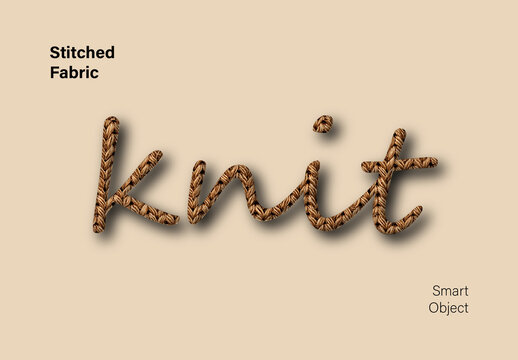 Rope Knitted Stitched Fabric Text Effect