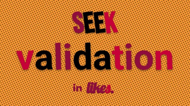 Dynamic motivation quote SEEK validation in likes Text animation on orange dot pattern ideal for social media themes