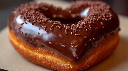 チョコレートをたっぷりコーティングした可愛らしいハート型のドーナツ