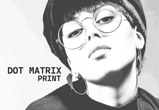 Black & White Dot Matrix Print Photo Effect