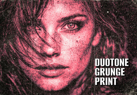 Duotone Grunge Print Photo Effect