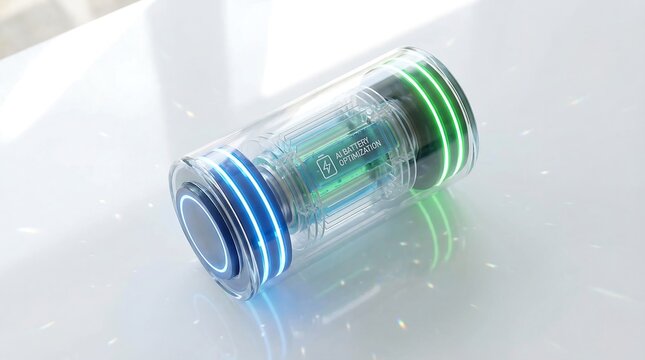 Transparent Cylindrical Technology Device with Glowing Lights
