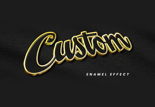 Gold 3D Script Vintage Enamel Pin Text Effect