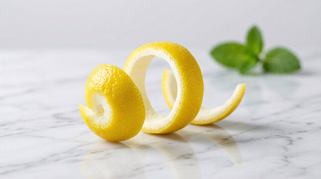 Zeste de citron en spirale, fra&icirc;cheur et cuisine cr&eacute;ative.