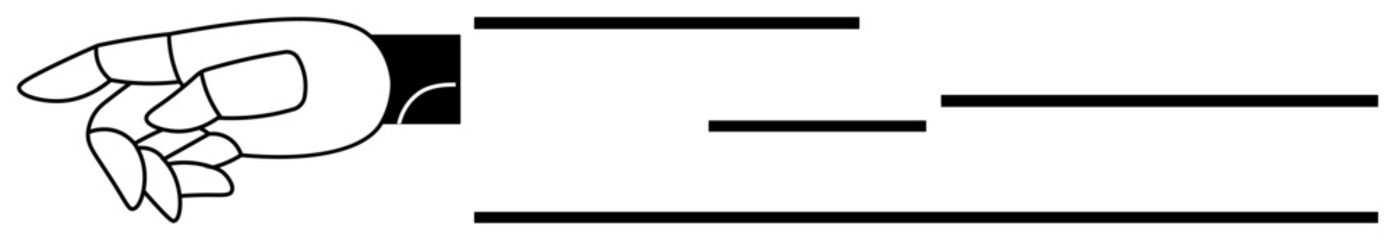 Fototapeta premium Communication, interaction, guidance, design, direction, abstract concepts. Minimalist hand reaching out, accompanied by horizontal lines. Communication and interaction concept