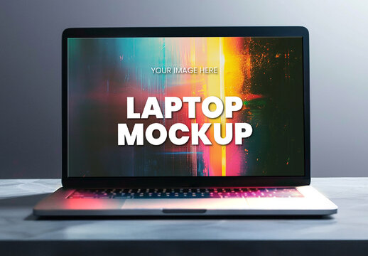 Laptop On A Desk Screen Display Effect Mockup
