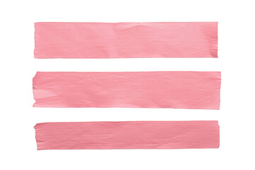 Naklejka premium Three pink adhesive masking tape strips providing a sticky banner or frame for notes, isolated on transparent background