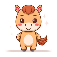 ２頭身の馬イラストの立ち姿