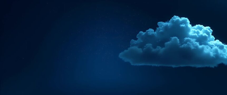 Dreamy night sky with a gentle cloud drifting, stars softly twinkling; camera slowly pans, capturing a cinematic, serene atmosphere perfect for relaxation and meditation themes.