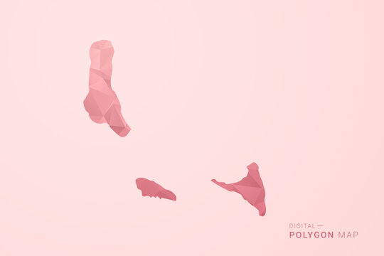 Comoros Map - Polygon Style Vector Illustration in Soft Pink Valentine Theme, Low Poly Geometric Design, Isolated on Pastel Background.