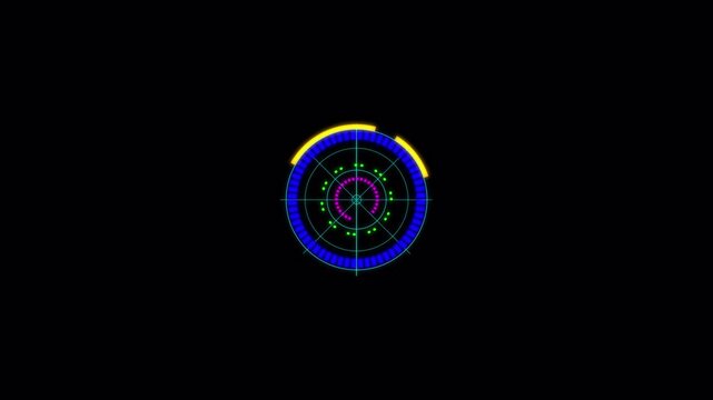 4K footage ProRes 4444 format with alpha channel, Looped animation of HUD Circle Loading Data Target Searching.