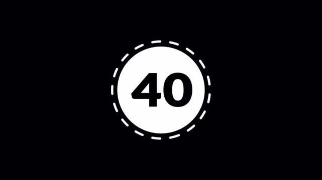 45 seconds countdown timer animation for deadline, presentation and broadcast graphics, circular 45 seconds timer.