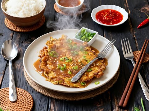 Chinese Cuisine Series : Delicious Fu Rong Dan / Egg Foo Young (Fluffy Omelette filled with Vegetables, Pork or Shrimp) 003