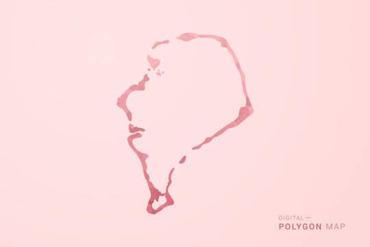 Tuvalu Map - Polygon Style Vector Illustration in Soft Pink Valentine Theme, Low Poly Geometric Design, Isolated on Pastel Background.