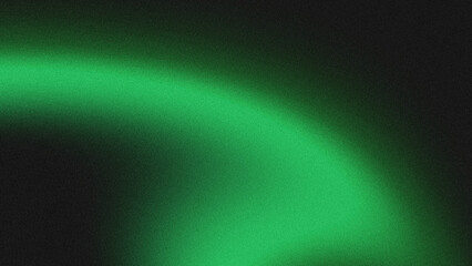 Fototapeta premium A modern abstract background featuring a smooth, luminous green gradient on a deep black base, overlaid with a fine-grained noise texture. Ideal for tech, digital, and futuristic design projects.