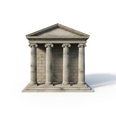 Obraz premium Classical Temple Facade with Columns Isolated on White Background 3D Render