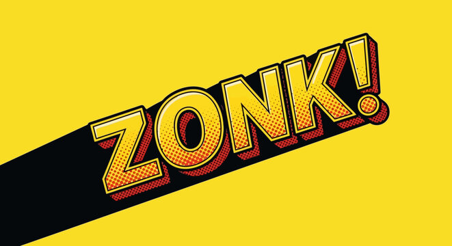 Comic Zonk Text with Yellow Background.