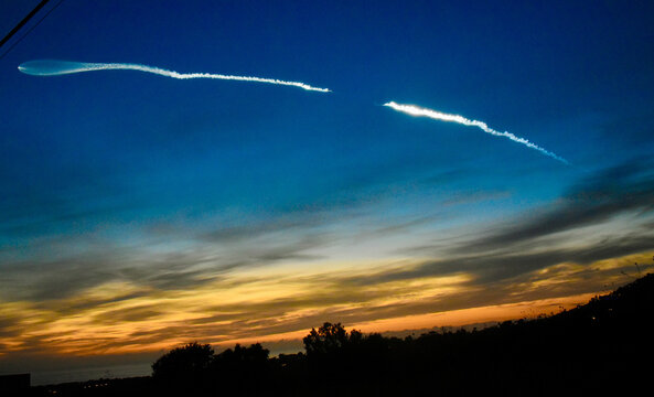 Space X Rocket Valentines  at Sunset from Vandenberg Air Force Base California 