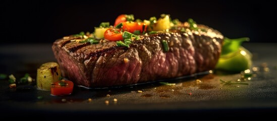 Experience the exquisite taste of a perfectly prepared steak, a true culinary masterpiece.