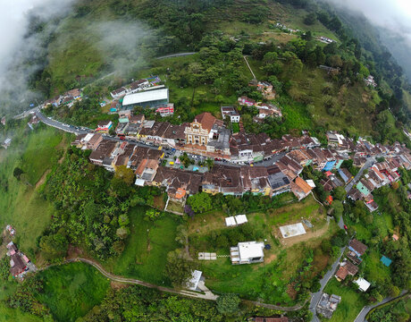 San Sebastian de Palmitas, Antioquia - Colombia. February 15, 2026. Aerial drone view of one of the five corregimientos of Medellin.