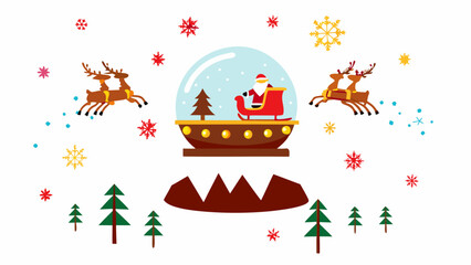 Festive winter scene with santa claus reindeer and snow globes © bashanti