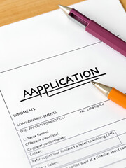 Fototapeta premium Writing note showing Loan Application. Business concept for Document that provides financial information about borrower