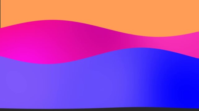 Animation of three wavy stripes of orange, pink, and blue colors dancing and undulating. Suitable for colorful and dynamic visual projects.