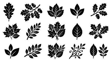 Assorted Botanical Leaf Icons Set