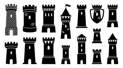 Collection of Medieval Castle Tower Silhouettes