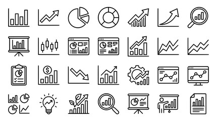 Business Data Analysis and Growth Chart Icons