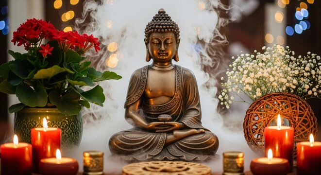 Happy Vesak Day, Buddha Purnima wishes greetings with buddha and lotus illustration. Can be used for poster, banner, logo, background, greetings, print design. abstract illustration ... See More