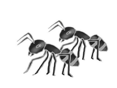 Illustration of ants lined up side by side