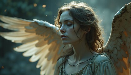 Naklejka premium Fallen Angel's Quiet Sorrow