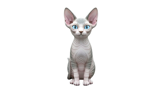 3D Render of a Sphynx Cat with Blue Eyes