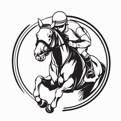 Fototapeta premium Jockey Riding Horse Racing at Full Speed Vector Illustration On White Background