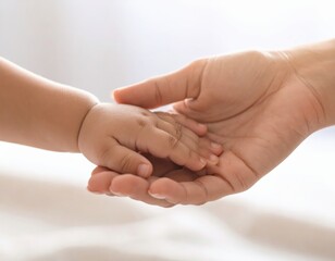 親子の手のひら触れ合い