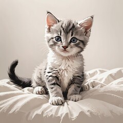 伏せポーズが印象的なミヌエットの子猫