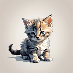 ミヌエットの子猫が静かに座るポーズ