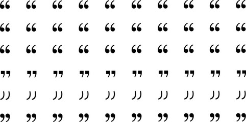 Quotation marks icon set vector illustration, opening and closing quotes symbols collection, punctuation typography design, minimal black and white style © Sarsoti