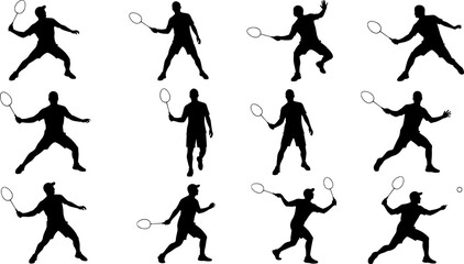 tennis, badminton, racket, player, sport, silhouette, vector, action, athlete, competition, motion, training, match, fitness, game, tennis player, badminton player, 