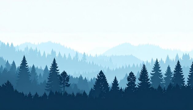 Minimal Blue Forest Landscape Background Loop &ndash; Layered Tree Silhouette 4K