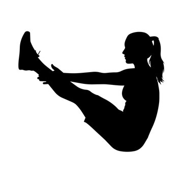 Woman doing jackknife sit-ups vector illustration silhouette