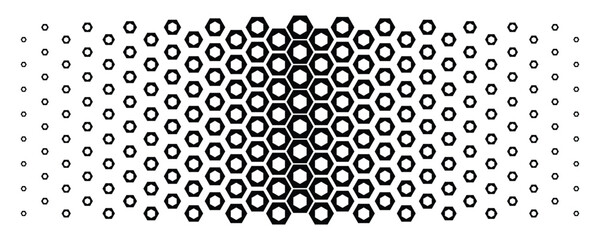 A visually striking black and white illustration of a honeycomb pattern with varying densities of hexagons © Nusrat