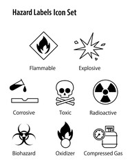 Hazard Labels Icon Set. / 危険表示のシンプルなベクターアイコンセット。